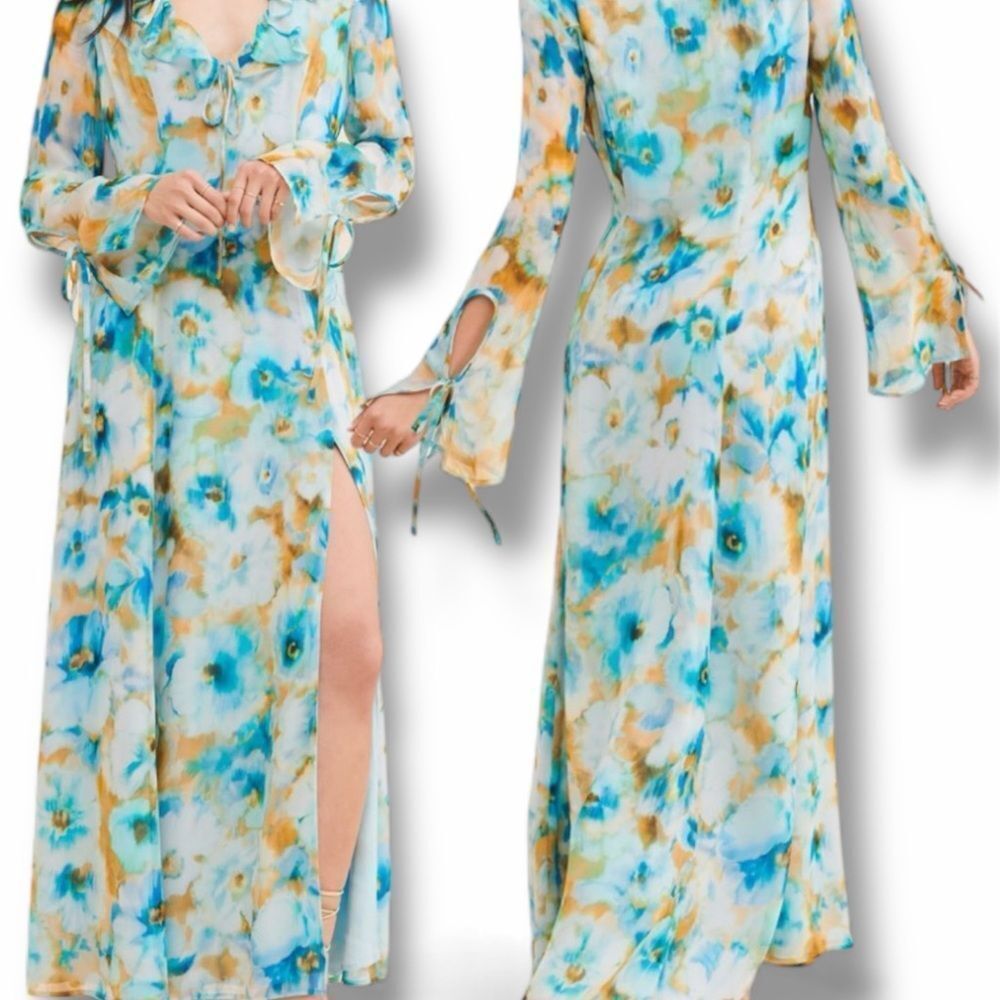 Rays for Days for Free People Floral Long Sleeve Maxi Dress in the Size Medium